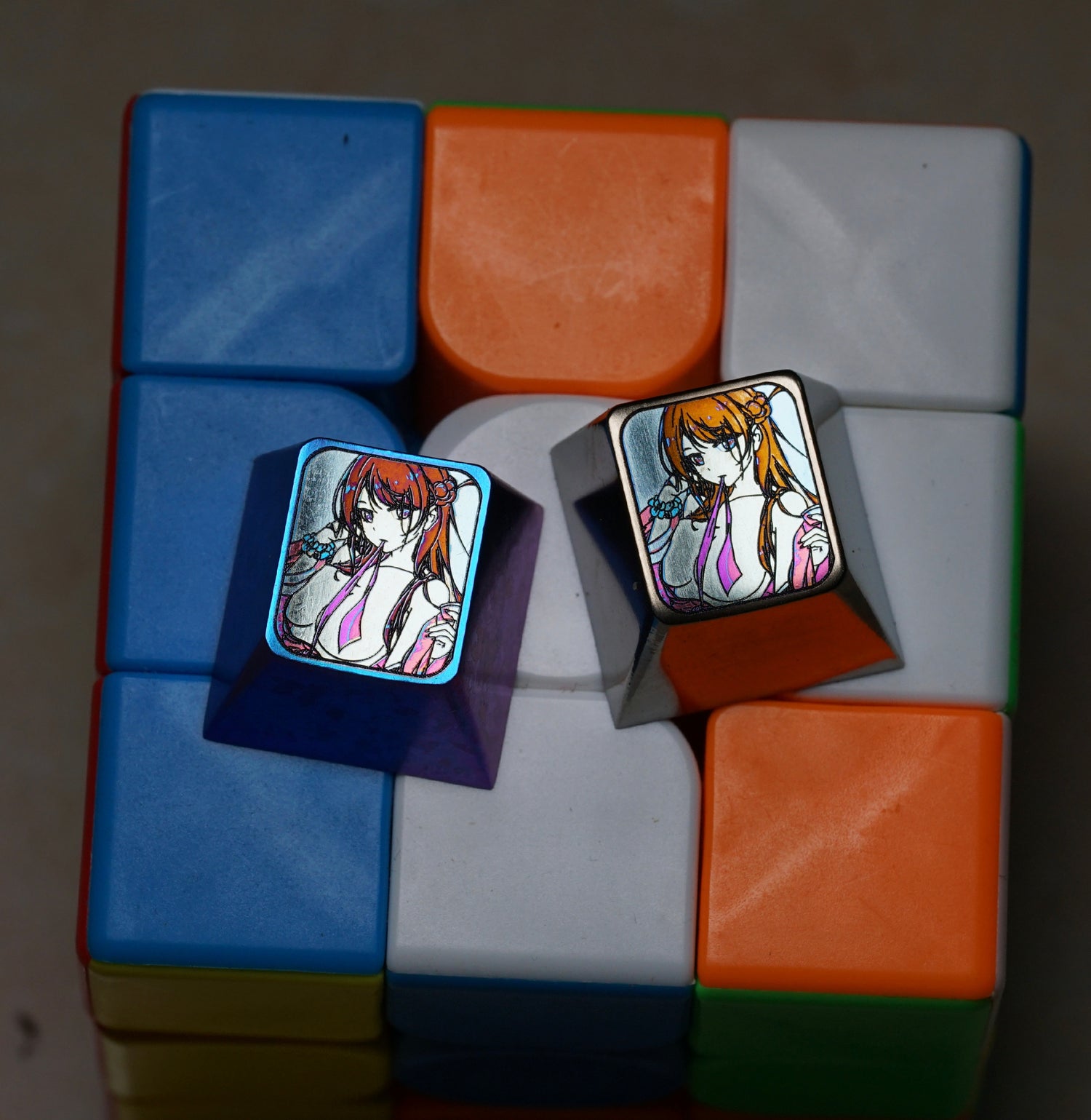 Anime, beautiful girls collection titanium alloy carved key cap, personalized key cap, mechanical keyboard decorative key cap